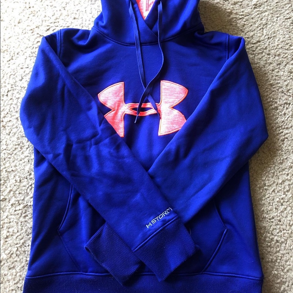 Blue and Coral Under Armour Hoodie!!